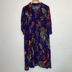 Zara Trafaluc Collection Hawaiian Birds Summer Dress: Size Medium